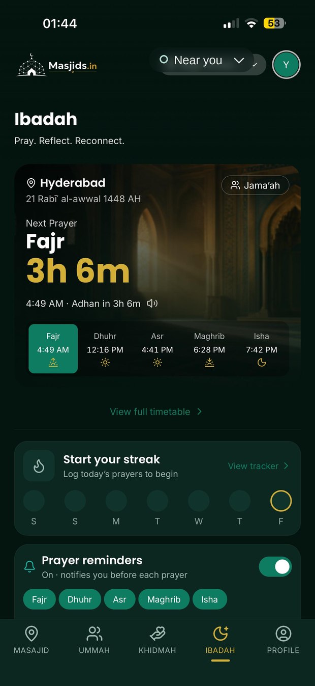 Prayer times and Salah experience